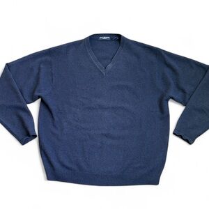 John Ashford 100% Cashmere Sweater Men's L Navy V-Neck Sweater